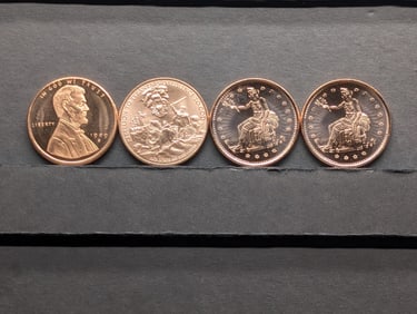 1 Oz. Each .999 FINE COPPER Various Designed Rounds (4 PCS)