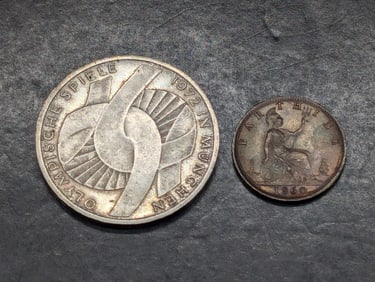 1972 West Germany 10 Silver Deutsche Marks & 1860 Great Britain Farthing *VERY RARE*