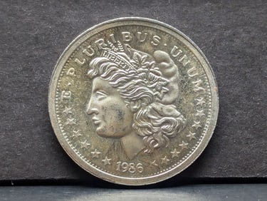 1986 1 Oz. .999 FINE SILVER Morgan Dollar Designed Round
