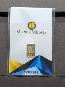 1/2 Gram Money Metals Exchange .9999 FINE GOLD Bar