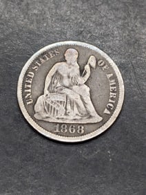 **FINE** 1868 w/ Legend Seated Liberty Dime