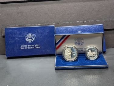 1993-S PROOF Bill of Rights Commem 2-Coin Silver Set in OGP