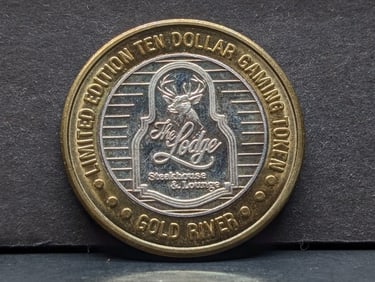 Limited Edition .999 FINE SILVER Center Gold River Casino $10 Gaming Token