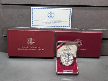 1999-P PROOF Dolley Madison Commem Silver Dollar in OGP w/ COA