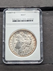 1887-S Morgan Silver Dollar - NCG. Cert. MS67. NOT "NGC"