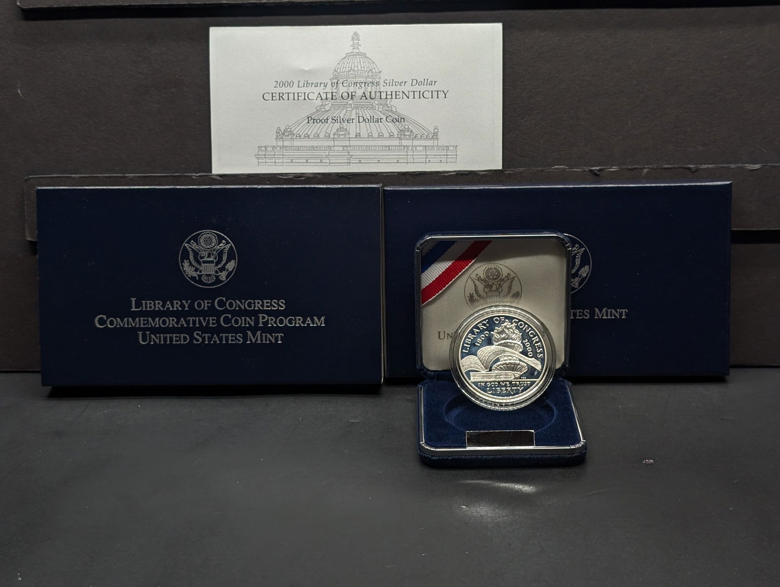 2000-P PROOF Library of Congress Commem Silver Dollar in OGP w/ COA (1 of 4)