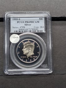 1995-S Silver Kennedy Half. Slabbed by PCGS, top grader, as Proof 69, Deep Cameo. Much better date.