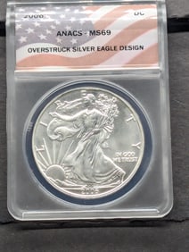 2006 American Silver Eagle - ANACS Cert. MS69 Overstruck