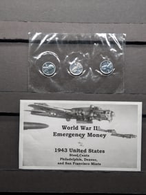 WWII Emergency Money -  1943 P, D, & S Lincoln Steel Cents in High Grade