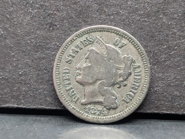1874 3 cent Nickel. A better date.