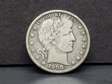 1908-O Barber Half. Original Fine.