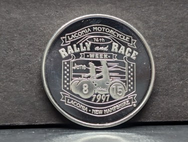 1 Oz. .999 FINE SILVER Lanconia Motorcycle 1997 Designed Bullion