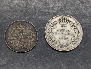 1935 Canada 10 Silver Cents & 1906 Canada 5 Silver Cents