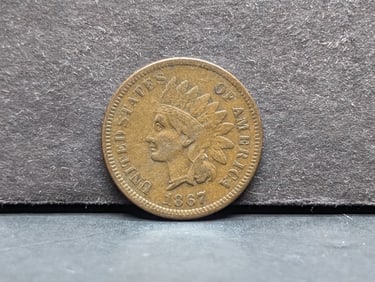 1867 Indian Head Cent. VF detail.