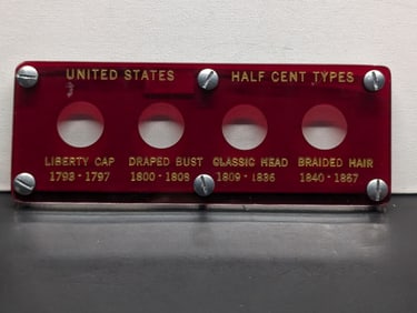 *EMPTY* Vintage Half Cent Type Coins Custom Capitol Collector's Display