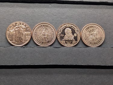1 Oz. Each .999 FINE COPPER Various Designed Rounds (4 PCS)