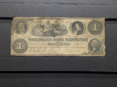 November 1, 1856 Northern Bank of Kentucky $1.00 Obsolete Currency Note w/ Pinhole
