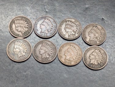 Lot of 8 Various Dated High Grade Indian Head Cents