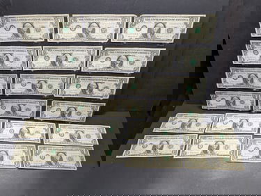 Lot of Twenty 1963 B Series $1.00 Joseph W. Barr Notes. One Trinary Note.