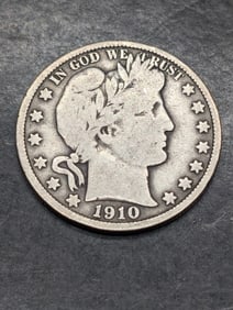 **BETTER DATE - VG** 1910 Barber Silver Half Dollar