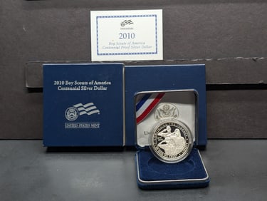 2010-P PROOF Boys Scouts of America Commem Silver Dollar in OGP w/ COA