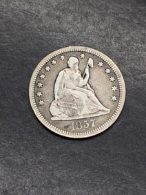 **VF - Nice Coin** 1857 w/ Drapery Seated Liberty Quarter