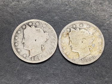 **AG** 1888 & 1884 Liberty Head V-Nickels (2 PCS)