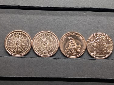 1 Oz. Each .999 FINE COPPER Various Designed Rounds (4 PCS)