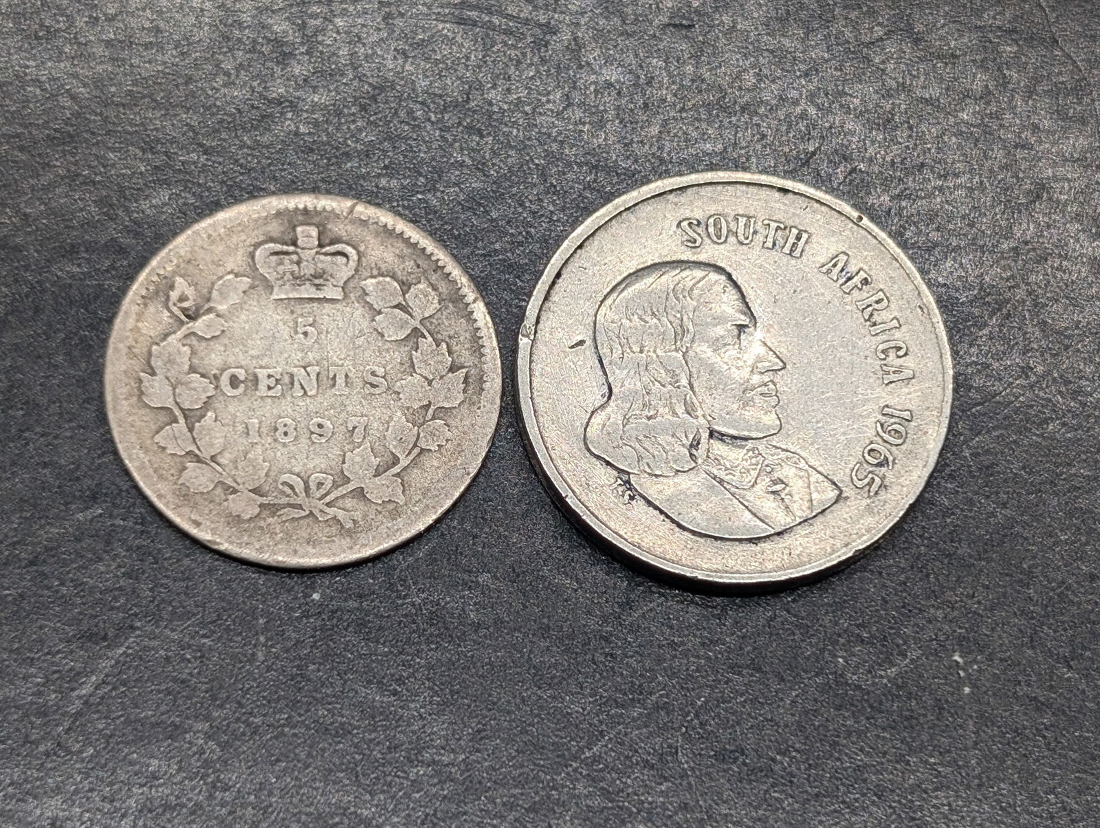 1897 Canada 5 Silver Cents & 1965 South Africa 5 Cents (1 of 2)