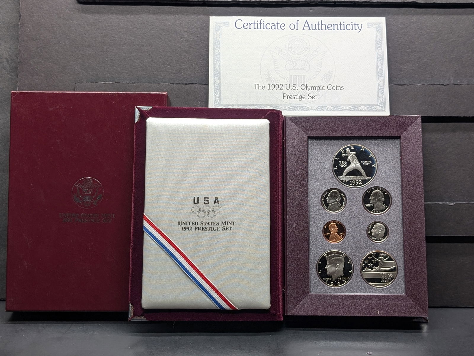 1992-S U.S. Prestige Set in OGP w/ COA - Olympic Baseball & Gymnast (1 of 5)