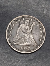 **VF** 1877 w/ Motto Seated Liberty Quarter