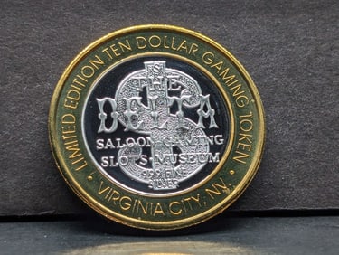 Limited Edition .999 FINE SILVER Center Delta Saloon Casino $10 Gaming Token in Capsule