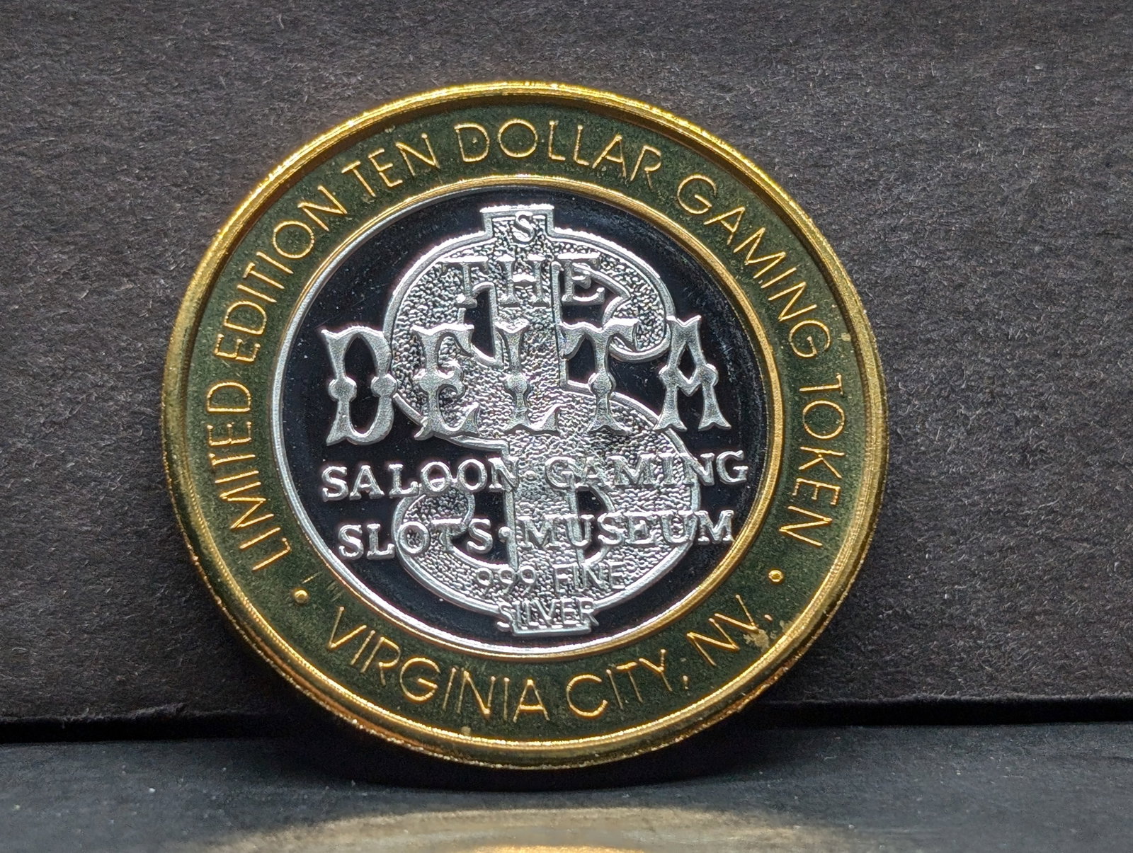 Limited Edition .999 FINE SILVER Center Delta Saloon Casino $10 Gaming Token in Capsule: Limited Edition .999 FINE SILVER Center Delta Saloon Casino $10 Gaming Token in Capsule