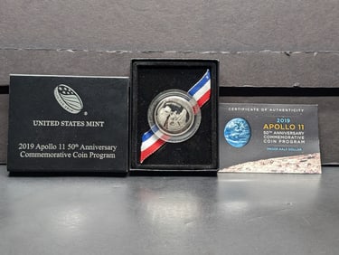 2019-S PROOF Apollo 11 50th Anniv. Commem Half Dollar in OGP w/ COA