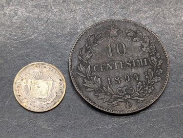 1894-BI Italy 10 Centesimi & 1890 Costa Rica 5 Silver Centavos