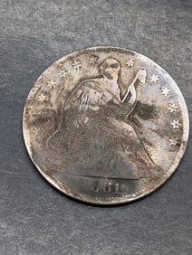 1861 w/ Drapery Seated Liberty Half Dollar