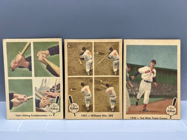 Lot of (3) 1959 Fleer Baseball's Greatest Ted Williams #71, #58, & #19