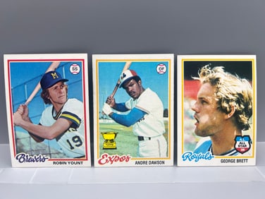 1978 Topps Robin Yount #173, Andre Dawson #72, & George Brett #100