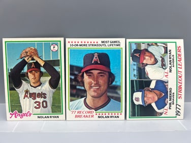 Lot of 3 - 1978 Topps Nolan Ryan Baseball Cards