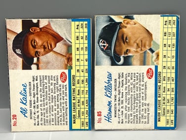 1962 Post Cereal Al Kaline #20 & Harmon Killebrew #85 - Hand Cut