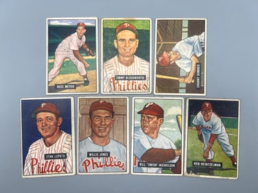 Lot of 7 - 1951 Bowman Baseball Cards - Varying Conditions
