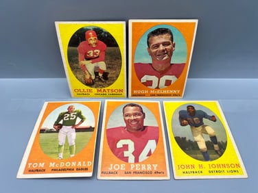 (Lot Of 5) 1958 Topps Football Stars & HOF W/ Matson