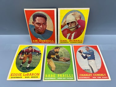 (Lot Of 5) 1958 Topps Football Stars W/ Tunnell