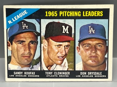 1966 Topps NL Pitching Leaders Koufax/Cloninger/Drysdale #223
