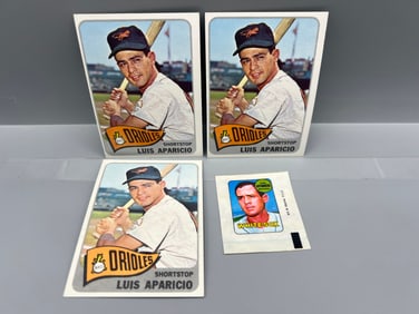 (Lot Of 4) - (3) 1965 Topps #410 Luis Aparicio (HOF) W/ 69 Topps Decal