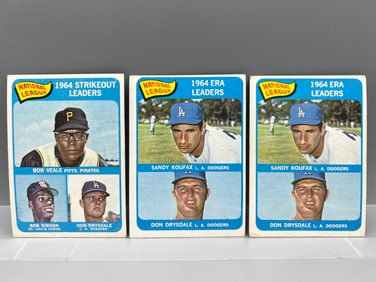 (Lot Of 3) - 1965T Pitching Leaders: (2) #8 + (1) #12 W/ Gibson & Koufax