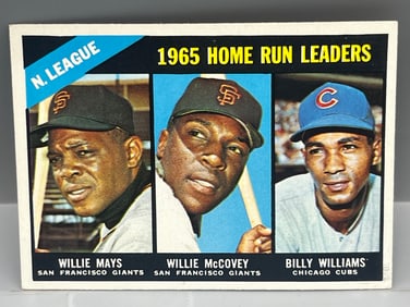 1966 Topps NL Home Run Leaders Mays/McCovey/Williams #217