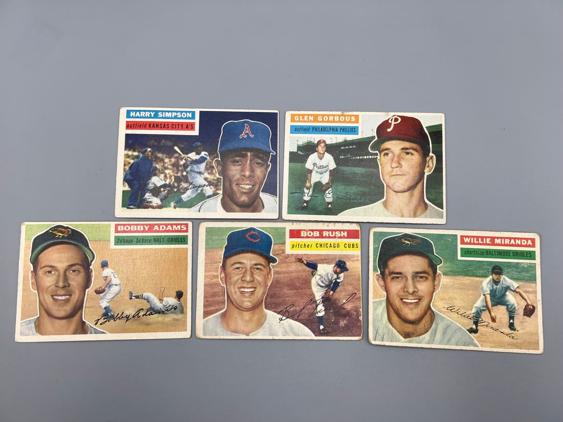 Lot of (5) 1956 Topps Baseball Cards - Varying Conditions (1 of 2)