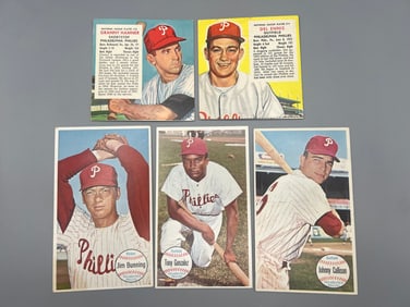 Lot of 5 - 1950s & 60s Topps Giant and Red Man Baseball Cards - Varying Conditions