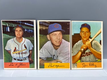 1954 Bowman Sal Yvars #78, Paul Minner #13, & Jim Delsing #55